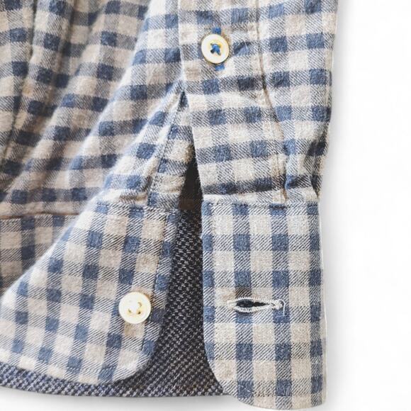 J.McLaughlin Modern Fit Gingham Check Button Down Shirt Blue Gray Mens Preppy XL - Picture 4 of 8